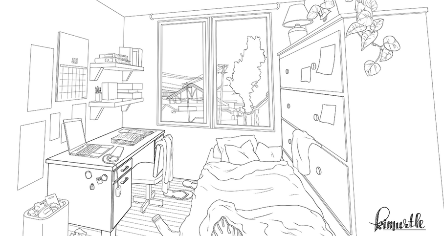 bedroom concept lineart